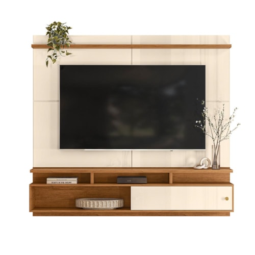 Home Suspenso Morretes 180cm Off White/Canela para TV até 70” - Mobler