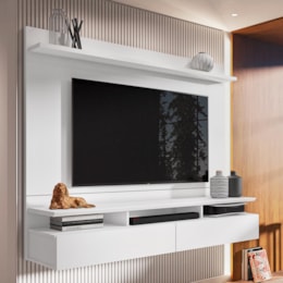 Home Suspenso Noruega Branco para TV até 55” - Móveis Leão Home Suspenso Noruega Branco para TV até 55” - Móveis Leão