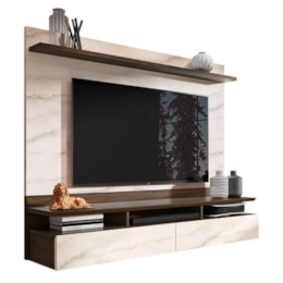 Home Suspenso Noruega Cacau/Carrara para TV até 55” - Móveis Leão Home Suspenso Noruega Cacau/Carrara para TV até 55” - Móveis Leão