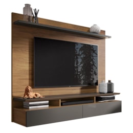 Home Suspenso Noruega Freijó/Grafite Perolizado para TV até 55” - Móveis Leão Home Suspenso Noruega Freijó/Grafite Perolizado para TV até 55” - Móveis Leão