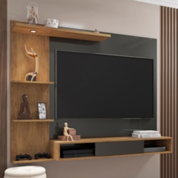 Home Suspenso São Francisco Freijó/Grafite Perolizado para TV até 55" - Móveis Leão Home Suspenso São Francisco Freijó/Grafite Perolizado para TV até 55" - Móveis Leão