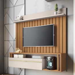 Home Suspenso Self 1.6 Ripado Cinamomo/Off White para TV até 55” - HB Móveis Home Suspenso Self 1.6 Ripado Cinamomo/Off White para TV até 55” - HB Móveis
