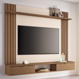 Home Suspenso Solus Castanho/Off White para TV até 70” - HB Móveis Home Suspenso Solus Castanho/Off White para TV até 70” - HB Móveis