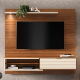 Home Suspenso Trenton 183cm Cinamomo Mel/Pérola Metalizado para TV até 70” - Mobler Home Suspenso Trenton 183cm Cinamomo Mel/Pérola Metalizado para TV até 70” - Mobler