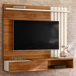 Home Suspenso Vegas 160cm Cinamomo Mel/Pérola Metalizado para TV até 65” - Mobler Home Suspenso Vegas 160cm Cinamomo Mel/Pérola Metalizado para TV até 65” - Mobler