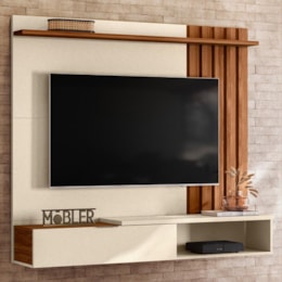 Home Suspenso Vegas 160cm Pérola Metalizado/Cinamomo Mel para TV até 65” - Mobler Home Suspenso Vegas 160cm Pérola Metalizado/Cinamomo Mel para TV até 65” - Mobler