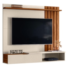 Home Suspenso Vegas 160cm Pérola Metalizado/Cinamomo Mel para TV até 65” - Mobler Home Suspenso Vegas 160cm Pérola Metalizado/Cinamomo Mel para TV até 65” - Mobler