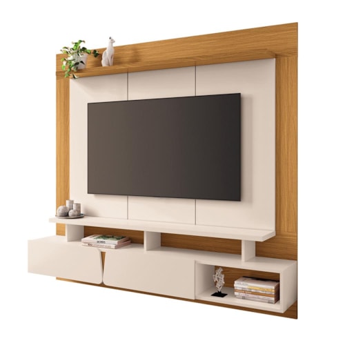 Home Suspenso Zenith Off White/Cinamomo para TV até 65” – HB Móveis