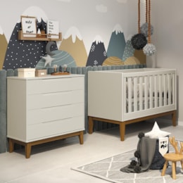 Jogo de Quarto Classic Cômoda Elfe e Berço Noah Areia Fosco com Pés Amadeirado - Reller Móveis  Jogo de Quarto Classic Cômoda Elfe e Berço Noah Areia Fosco com Pés Amadeirado - Reller Móveis