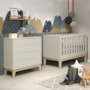 Jogo de Quarto Classic Cômoda Elfe e Berço Noah Areia Fosco com Pés Madeira Natural - Reller Móveis