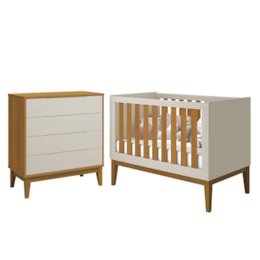 Jogo de Quarto Classic Cômoda Elfe e Berço Noah Areia/Savana com Pés Amadeirado - Reller Móveis  Jogo de Quarto Classic Cômoda Elfe e Berço Noah Areia/Savana com Pés Amadeirado - Reller Móveis