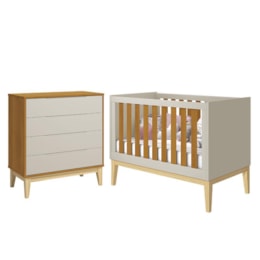 Jogo de Quarto Classic Cômoda Elfe e Berço Noah Areia/Savana com Pés Madeira Natural - Reller Móveis  Jogo de Quarto Classic Cômoda Elfe e Berço Noah Areia/Savana com Pés Madeira Natural - Reller Móveis