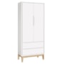 Jogo de Quarto Classic Guarda Roupa 2 Portas e Berço Branco Fosco com Pés Madeira Natural - Reller Móveis