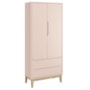 Jogo de Quarto Classic Guarda Roupa 2 Portas e Cômoda 3 Gavetas Rosa Fosco com Pés Madeira Natural - Reller Móveis