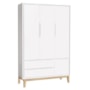 Jogo de Quarto Classic Guarda Roupa 3 Portas e Cômoda Branco Fosco com Pés Madeira Natural - Reller Móveis