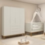Jogo de Quarto Classic Guarda Roupa Elfe e Berço Noah Areia com Pés Amadeirado - Reller Móveis