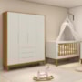 Jogo de Quarto Classic Guarda Roupa Elfe e Berço Noah Areia/Savana com Pés Amadeirado - Reller Móveis
