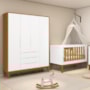 Jogo de Quarto Classic Guarda Roupa Elfe e Berço Noah Branco/Savana com Pés Amadeirado - Reller Móveis