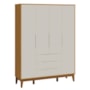 Jogo de Quarto Elfe Classic Guarda Roupa e Cômoda 1 Porta Areia/Savana com Pés Amadeirado - Reller Móveis