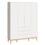 Jogo de Quarto Elfe Classic Guarda Roupa e Cômoda 1 Porta Branco com Pés Madeira Natural - Reller Móveis