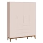 Jogo de Quarto Elfe Classic Guarda Roupa e Cômoda 1 Porta Rosa com Pés Amadeirado - Reller Móveis
