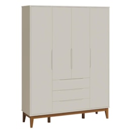 Jogo de Quarto Elfe Classic Guarda Roupa e Cômoda Areia Fosco Pés Amadeirado - Reller Móveis Jogo de Quarto Elfe Classic Guarda Roupa e Cômoda Areia Fosco Pés Amadeirado - Reller Móveis