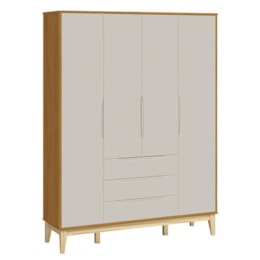 Jogo de Quarto Elfe Classic Guarda Roupa e Cômoda Areia/Savana Pés Madeira Natural - Reller Móveis Jogo de Quarto Elfe Classic Guarda Roupa e Cômoda Areia/Savana Pés Madeira Natural - Reller Móveis