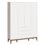 Jogo de Quarto Elfe Classic Guarda Roupa e Cômoda Branco Fosco Pés Amadeirado - Reller Móveis