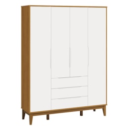 Jogo de Quarto Elfe Classic Guarda Roupa e Cômoda Branco/Savana Pés Amadeirado - Reller Móveis Jogo de Quarto Elfe Classic Guarda Roupa e Cômoda Branco/Savana Pés Amadeirado - Reller Móveis