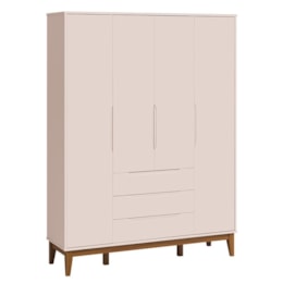 Jogo de Quarto Elfe Classic Guarda Roupa e Cômoda Rosa Fosco Pés Amadeirado - Reller Móveis Jogo de Quarto Elfe Classic Guarda Roupa e Cômoda Rosa Fosco Pés Amadeirado - Reller Móveis
