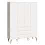 Jogo de Quarto Elfe Retrô Guarda Roupa e Cômoda 1 Porta Branco com Pés Amadeirado - Reller Móveis