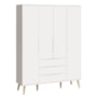 Jogo de Quarto Elfe Retrô Guarda Roupa e Cômoda 1 Porta Branco com Pés Madeira Natural - Reller Móveis