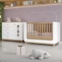 Jogo de Quarto Infantil Aconchego com Cômoda e Berço Branco/Jequitibá - Móveis Henn