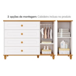Jogo de Quarto Infantil Alfajor Cômoda 1 Porta e Berço Branco Acetinado/Nature - Permóbili Baby