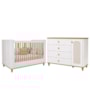 Jogo de Quarto Infantil Alfajor Cômoda 1 Porta e Berço Branco Acetinado/Nature - Permóbili Baby