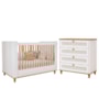 Jogo de Quarto Infantil Alfajor Cômoda 4 Gavetas e Berço Branco Acetinado/Nature - Permóbili Baby