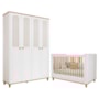 Jogo de Quarto Infantil Alfajor Guarda Roupa e Berço Branco Acetinado/Nature - Permóbili Baby