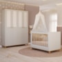 Jogo de Quarto Infantil Alfajor Guarda Roupa e Berço Off White/Nature - Permóbili Baby