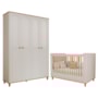 Jogo de Quarto Infantil Alfajor Guarda Roupa e Berço Off White/Nature - Permóbili Baby