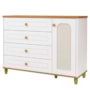 Jogo de Quarto Infantil Alfajor Guarda Roupa e Cômoda 1 Porta e 4 Gavetas Branco Acetinado/Nature - Permóbili Baby