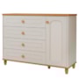 Jogo de Quarto Infantil Alfajor Guarda Roupa e Cômoda 1 Porta e 4 Gavetas Off White/Nature - Permóbili Baby