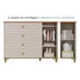 Jogo de Quarto Infantil Alfajor Guarda Roupa e Cômoda 1 Porta e 4 Gavetas Off White/Nature - Permóbili Baby