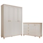 Jogo de Quarto Infantil Alfajor Guarda Roupa e Cômoda 1 Porta e 4 Gavetas Off White/Nature - Permóbili Baby