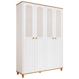 Jogo de Quarto Infantil Alfajor Guarda Roupa e Cômoda 4 Gavetas Branco Acetinado/Nature - Permóbili Baby