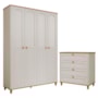 Jogo de Quarto Infantil Alfajor Guarda Roupa e Cômoda 4 Gavetas Off White/Nature - Permóbili Baby