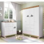 Jogo de Quarto Infantil Ane com Guarda Roupa e Cômoda Branco/Carvalho - Phoenix Baby