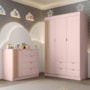 Jogo de Quarto Infantil Ayla com Guarda Roupa e Cômoda Rosê Acetinado - Phoenix Baby
