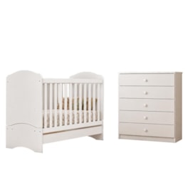Jogo de Quarto Infantil Bala de Menta com Cômoda e Berço Branco - Móveis Henn