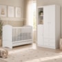 Jogo de Quarto Infantil Bala de Menta com Guarda Roupa e Berço Branco - Móveis Henn