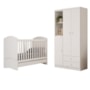 Jogo de Quarto Infantil Bala de Menta com Guarda Roupa e Berço Branco - Móveis Henn